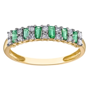 10K Yellow Gold Baguette Emerald and Diamond Ring .39ctw