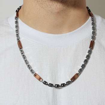 Robert Alton Men's Tag Chain Necklace 7.00mm In Ion-Plated Stainless
Steel 24 Inch