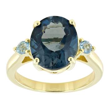 Blue Topaz And Swiss Blue Topaz Oval Ring In 18K Gold Over Sterling
Silver 5.83ctw