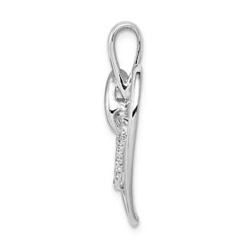Rhodium Over 14k White Gold Diamond Double Heart Pendant