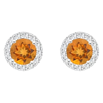 7mm Round Citrine And White Topaz Accent Rhodium Over Sterling Silver
Halo Stud Earrings
