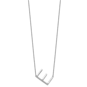 Rhodium Over 14k White Gold Sideways Diamond Initial E Pendant Cable
Link 18 Inch Necklace