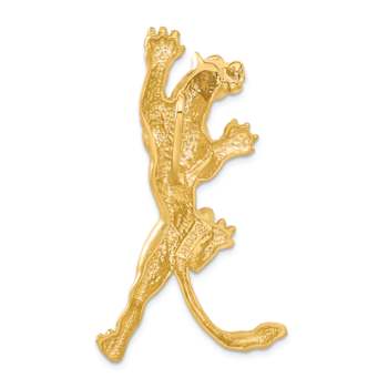14k Yellow Gold Brushed and Diamond-Cut Panther Slide Pendant