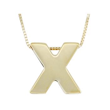 Block Letter X Initial Necklace In 10K Yellow Gold
