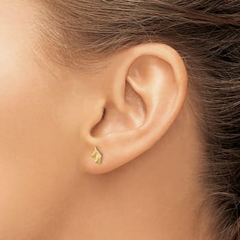 14K Yellow Gold Unicorn Post Earrings