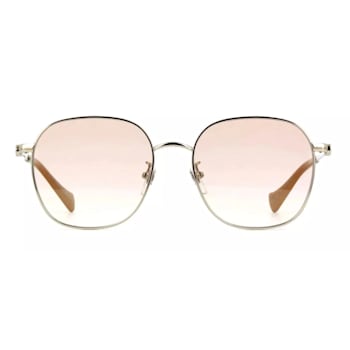 Gucci Silver Tone and Taupe Frame / Pink Lens Sunglasses