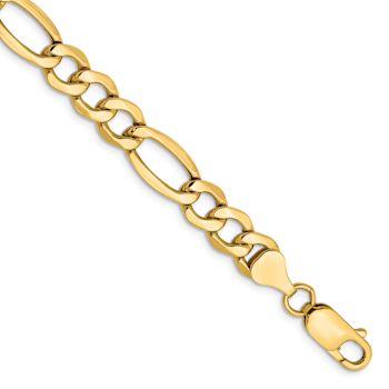 14k Yellow Gold 7.3mm Figaro Link 24 Inch Chain