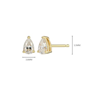 Pear Shape Moissanite 14k Yellow Gold Over Silver Stud Earrings 0.50ctw DEW