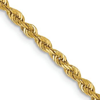 14k Yellow Gold 2.25mm Solid Diamond-Cut Quadruple Rope 28 Inch Chain