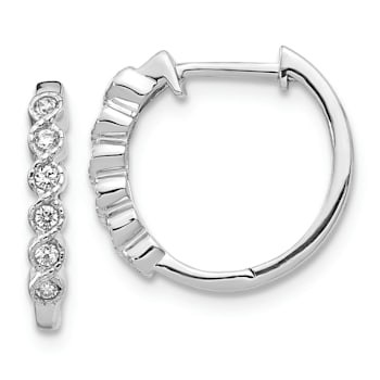 Rhodium Over 14K White Gold Lab Grown Diamond Hinged Hoop Earrings