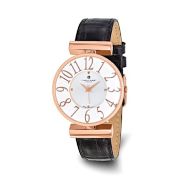 Ladies Charles Hubert  Rose IP-Plated Stainless Steel White Dial Watch