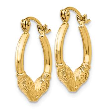14k Yellow Gold 3/8" Ram Head Hoop Earrings