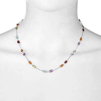 Multi-Gem 14k White Gold 18" Necklace 14.40ctw
