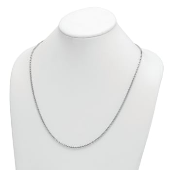 Rhodium Over Sterling Silver 2.7mm Box 24 Inch Chain
