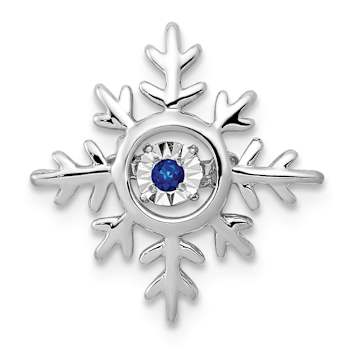 Rhodium Over 14k White Gold Vibrant Moving Sapphire Snowflake Chain
Slide Pendant