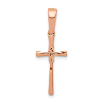 14k Rose Gold and Rhodium Over 14k Rose Gold Diamond Cross Pendant