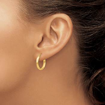 14k Yellow Gold Polished 11/16" Hoop Earrings