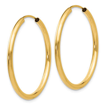 14k Yellow Gold Polished 1 3/16" Round Endless Hoop Earrings