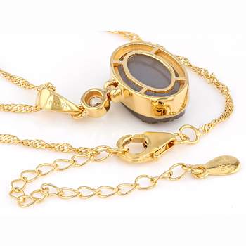 Golden Drusy Quartz And Topaz Pendant In 18K Gold Over Sterling Silver 3.99ctw