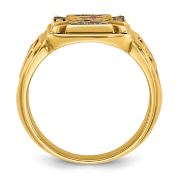 10K Yellow Gold Men's Textured with Enamel Knights Templar Masonic Ring
