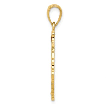 14k Yellow Gold Enameled Christmas Wreath Pendant