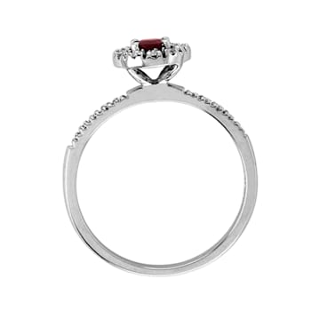 0.65ctw  Ruby and Diamond Ring in 14k White Gold