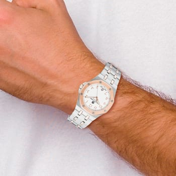 Charles Hubert Ladies Stainless Steel Rose IP Plated Silver Dial Watch