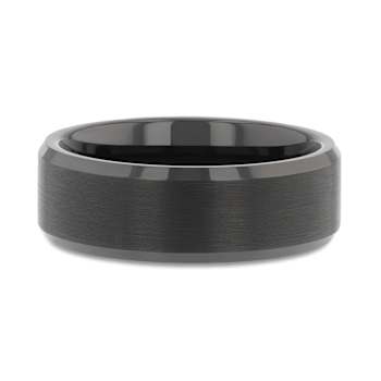 ELISE Black Tungsten Ring with Polished Beveled Edges and Brush Finished
Center 7mm