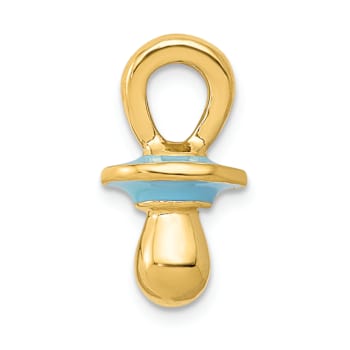 14k Yellow Gold Blue Enameled 3D Pacifier Pendant