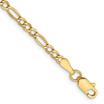 14k Yellow Gold 2.5mm Figaro Link 16 Inch Chain