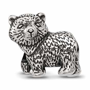 Sterling Silver Antiqued Bear Bead