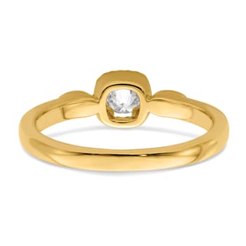 14K Yellow Gold Petite Rope Edge Round Diamond Ring 0.24ctw