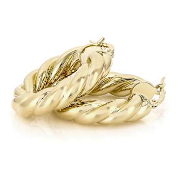 Twisted Hoop Earrings In 18K Gold Over Bronze