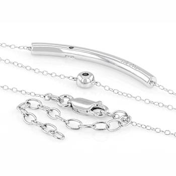 Moissanite Layered Bar And Solitaire Necklace In Platinum-Enhanced
Sterling Silver