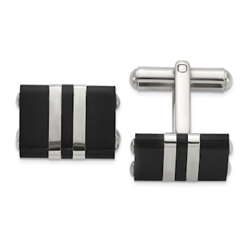 Stainless Steel Brushed and Polished Black IP-plated Cuff Links