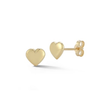 Bellissima Gold 14K Yellow Gold Puffed Dainty Heart Studs