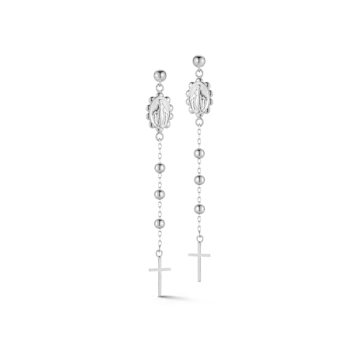 Sterling Statements Rhodium Over Sterling Silver Rosary Dangle Earrings