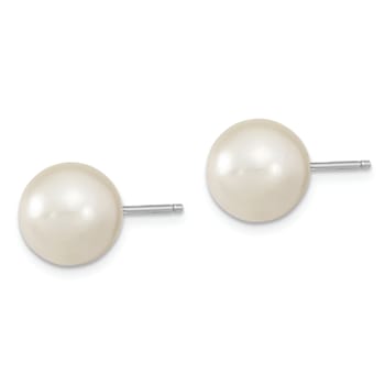 Rhodium Over Sterling Silver 10-11mm White/Grey Imitation Shell Pearl 3
Earring Set