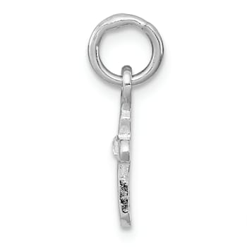 Rhodium Over Sterling Silver Child's April Preciosca Crystal Cross Pendant