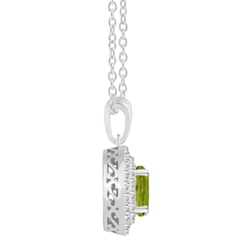 7mm Round Peridot And White Topaz Accent Rhodium Over Sterling Silver
Double Halo Pendant w/Chain