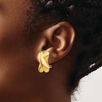 14k Yellow Gold Polished X Stud Earrings