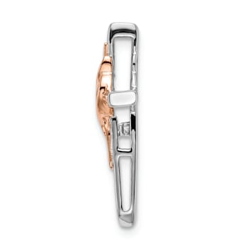 14K White and Rose Gold Diamond Cross Chain Slide