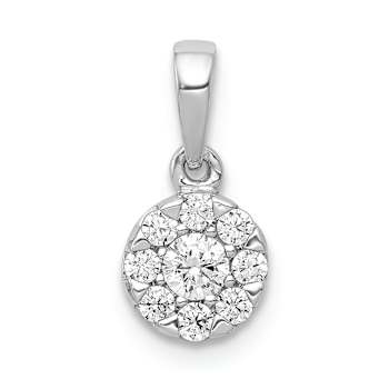 Rhodium Over 10k White Gold 0.26 ctw Diamond Circle Cluster Pendant