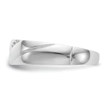 Rhodium Over 14K White Gold Diamond Trio Men's Wedding Band 0.03ctw