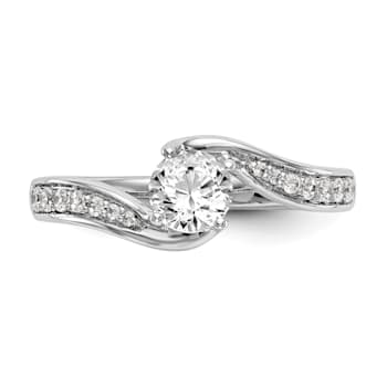 Rhodium Over 14K White Gold Lab Grown Diamond By-Pass Complete
Engagement Ring 0.656ctw