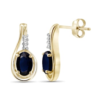 Black Sapphire 14K Gold Over Sterling Silver Earrings 1.10ctw