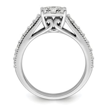 Rhodium Over 14K White Gold Lab Grown Diamond VS/SI GH, Cluster Ring 0.991ctw