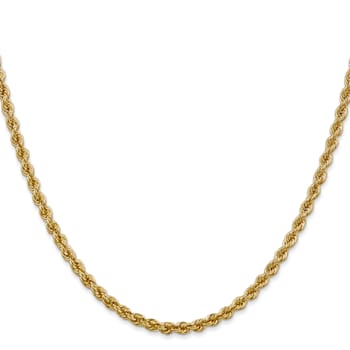 14k Yellow Gold 3mm Regular Rope Chain 18 Inches