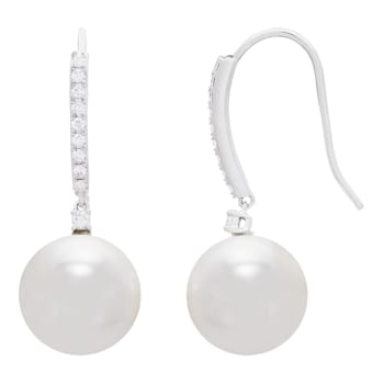 12-13mm Round White Freshwater Pearl with 0.27ctw Diamond 14K White Gold
Drop Earrings