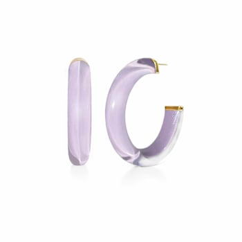 14K Yellow Gold Over Sterling Silver Medium Illusion Acrylic Hoops in Lavender